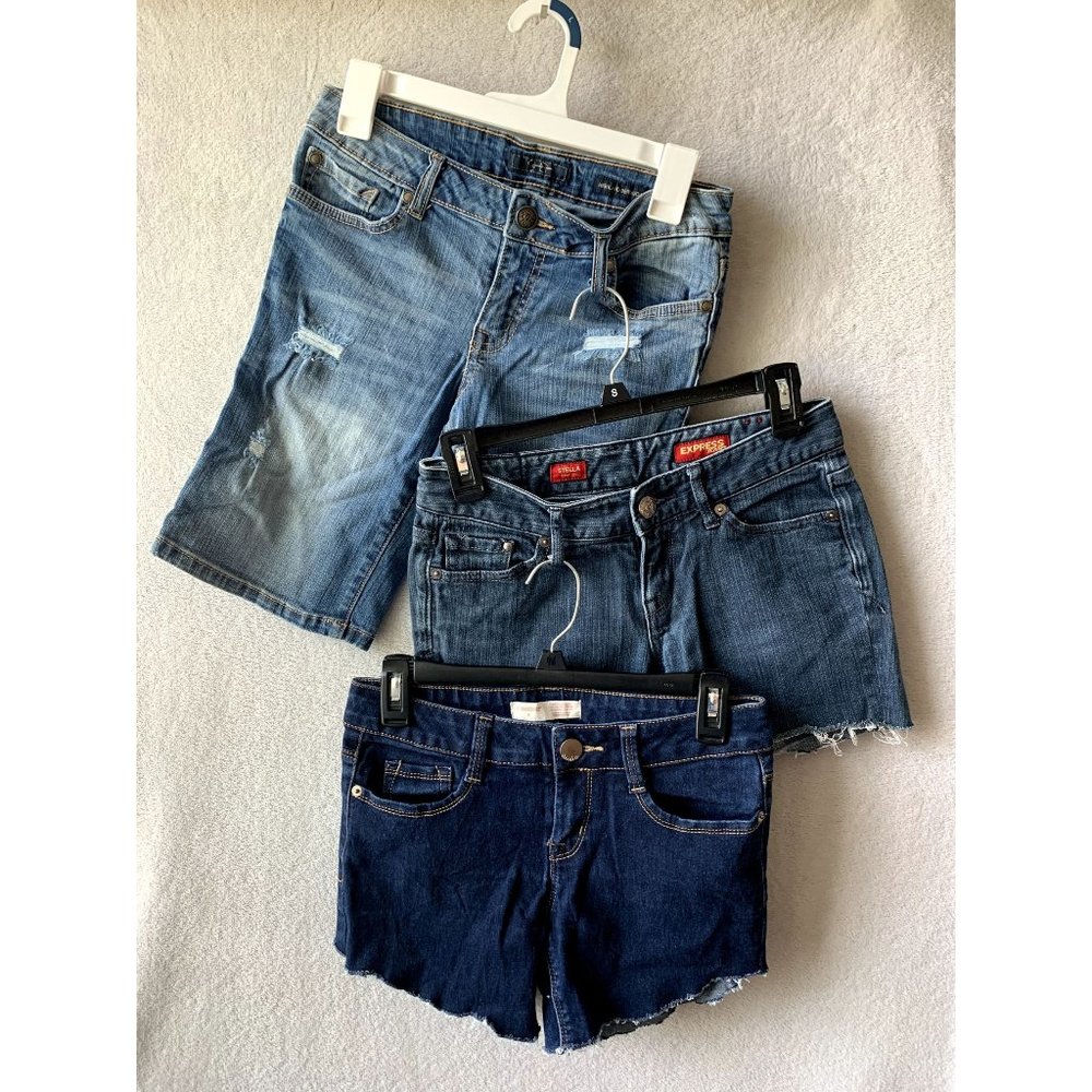 Bundle of 3 Women's Jean Shorts Waist 14" Express